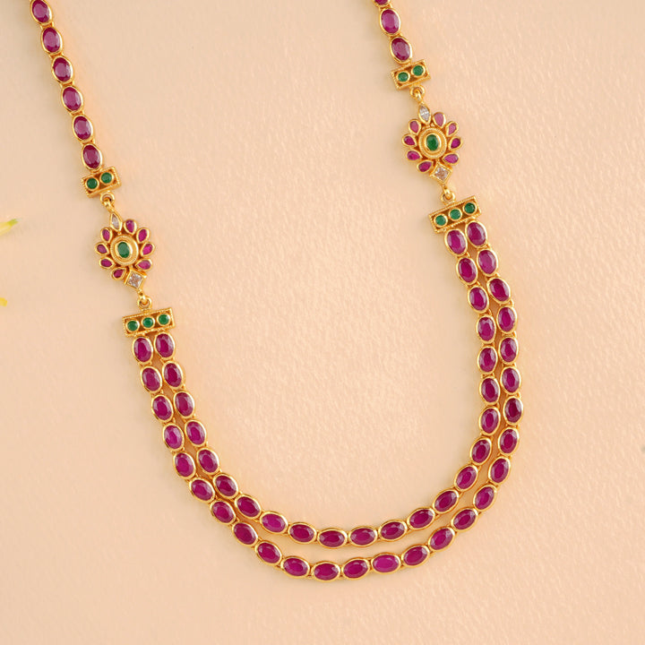Double Layer Ruby Emerald Bridal Necklace