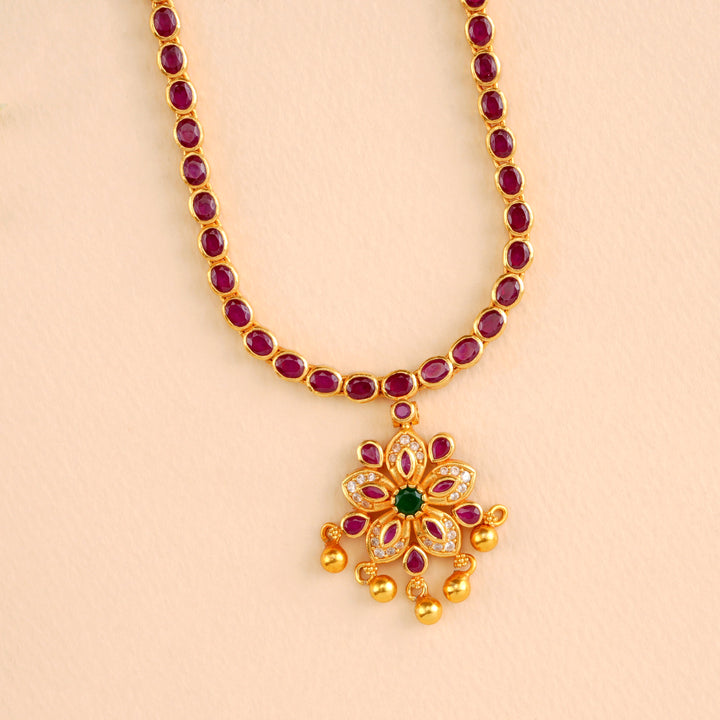Ruby Blossom with Drops Layer Necklace