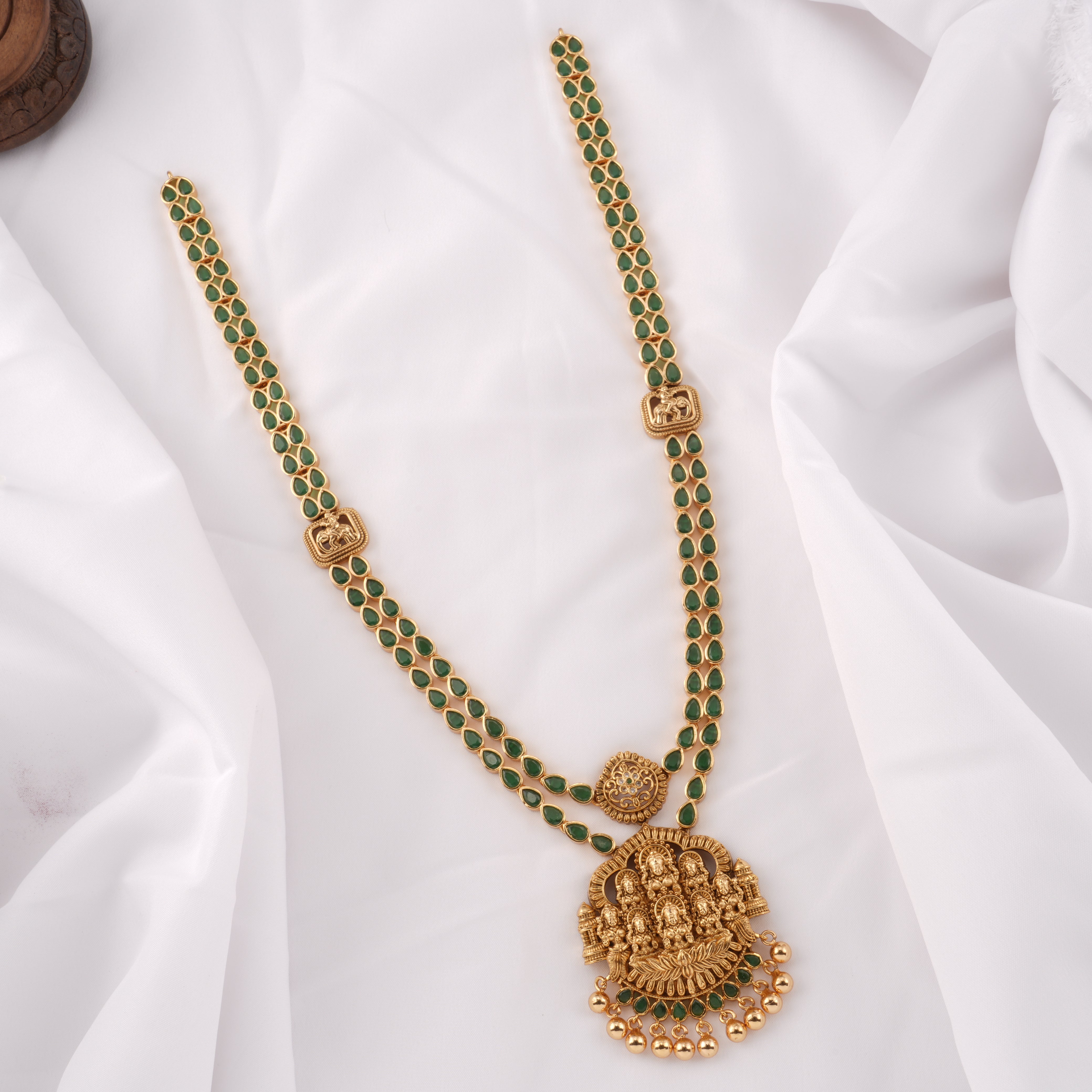 Timeless Emerald Ashtalakshmi Haram – Sri Anu Jewellers.