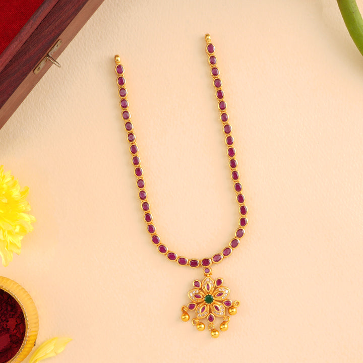 Ruby Blossom with Drops Layer Necklace