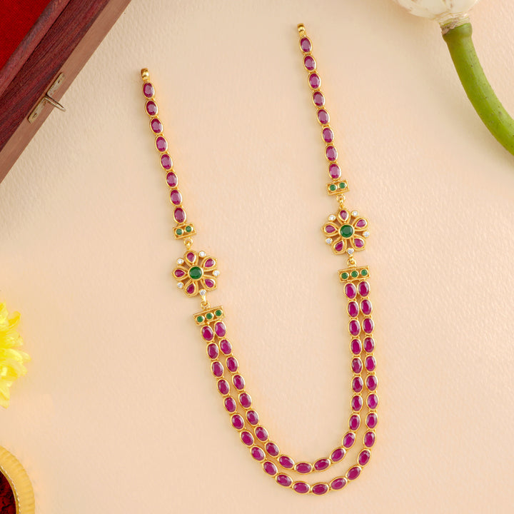 Double Layer Ruby Blossom Necklace