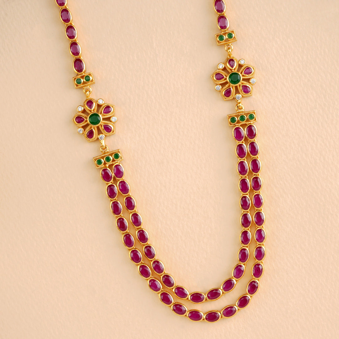 Double Layer Ruby Blossom Necklace