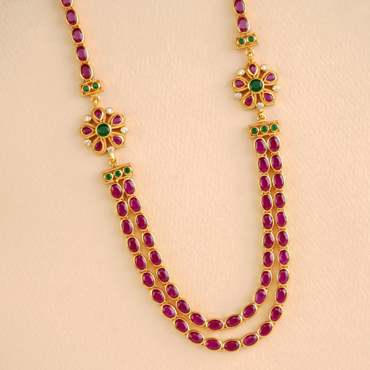 Double Layer Ruby Blossom Necklace