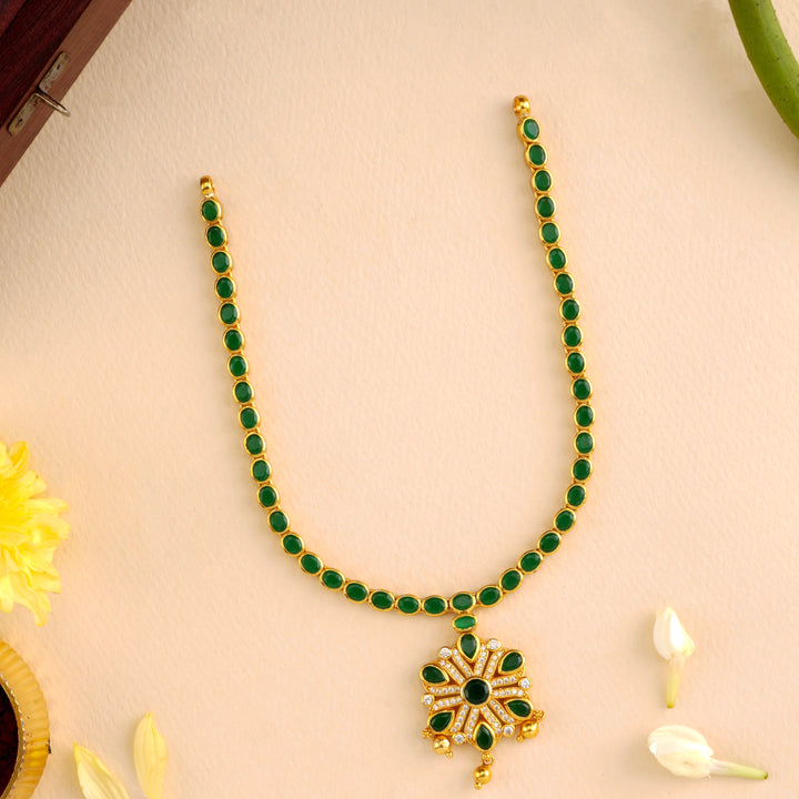 Emerald with Balls Drop Necklace