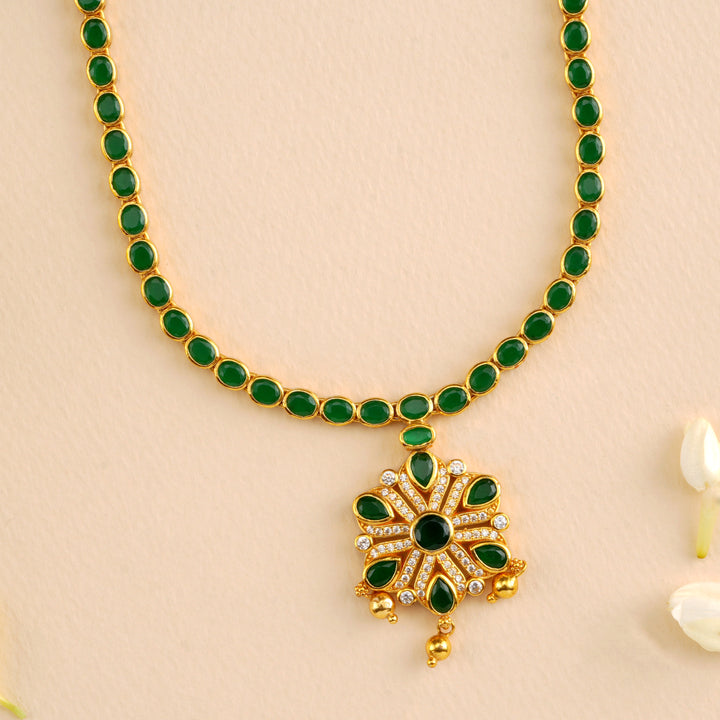 Emerald with Balls Drop Necklace
