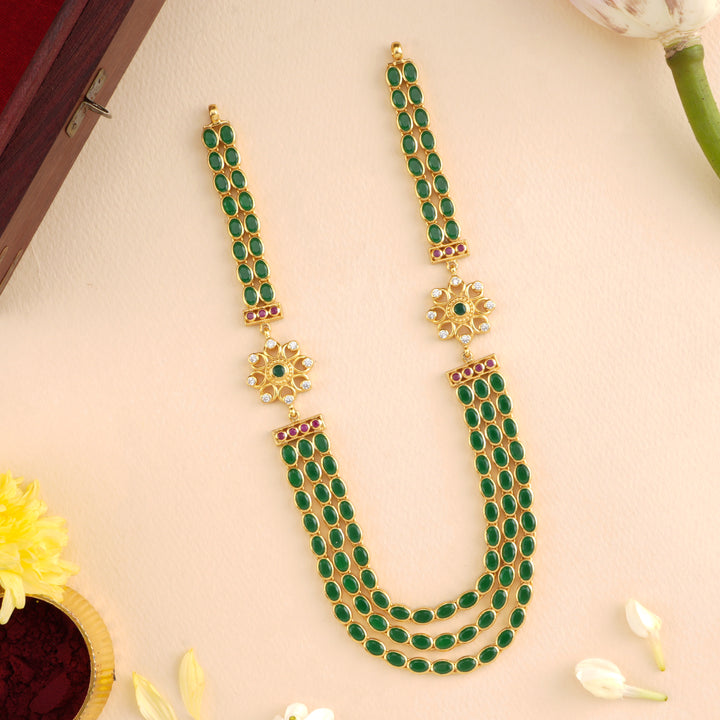 Emerald Blossom Cushion Cut Layer Necklace