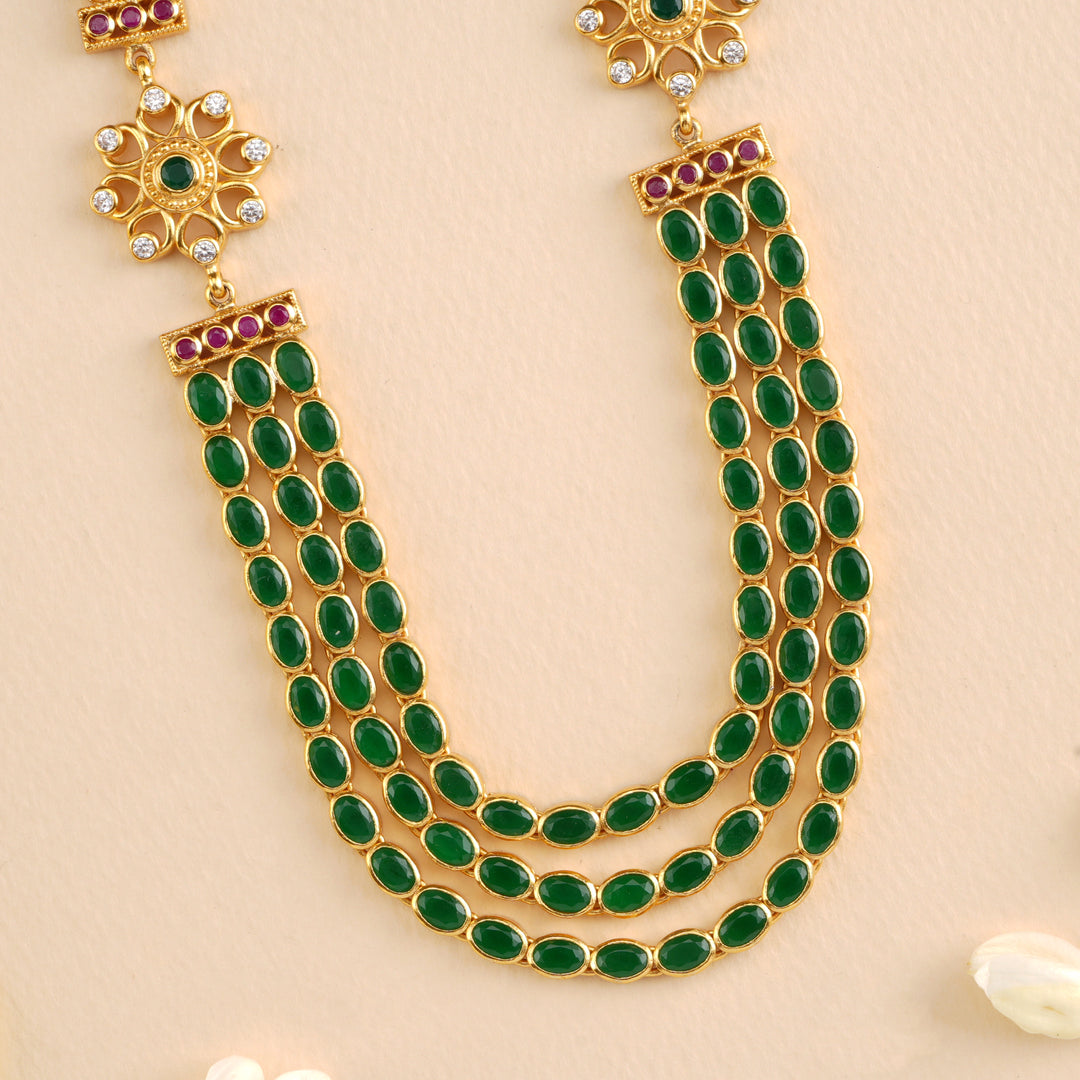 Emerald Blossom Cushion Cut Layer Necklace