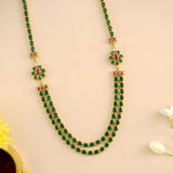 Radiant Emerald Floral Two-Layer Necklace