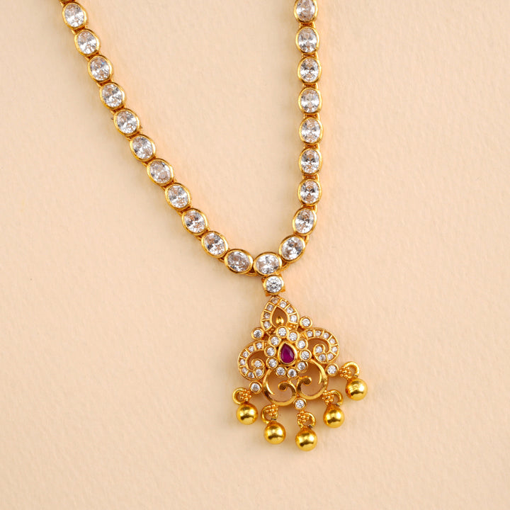 Elegant White Stone Floral Necklace