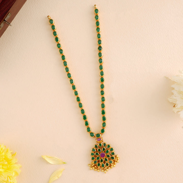 2 in 1 Ruby Emerald Blossom Petal Necklace