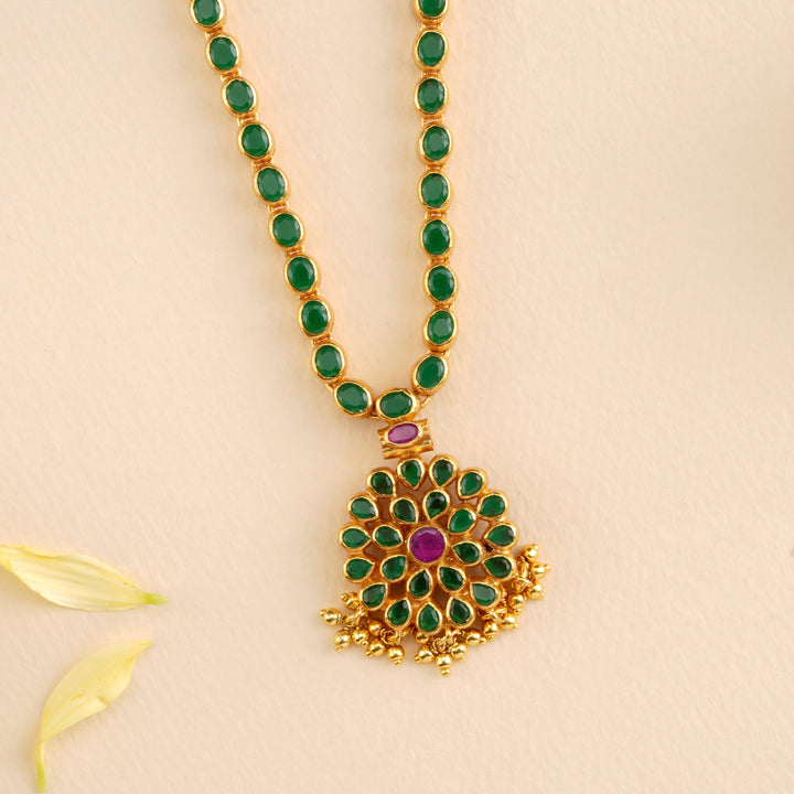 2 in 1 Ruby Emerald Blossom Petal Necklace