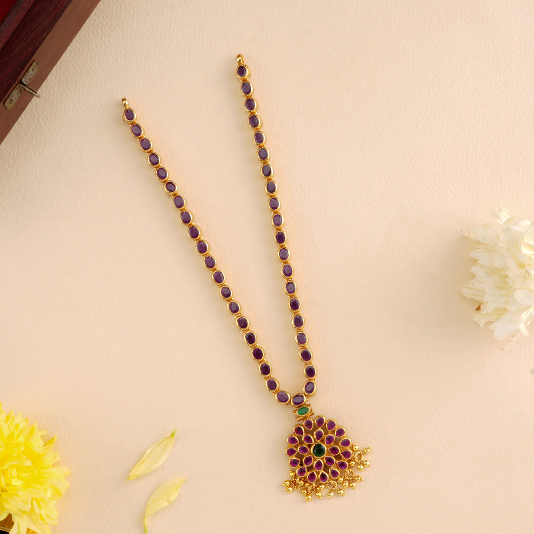 2 in 1 Ruby Emerald Blossom Petal Necklace