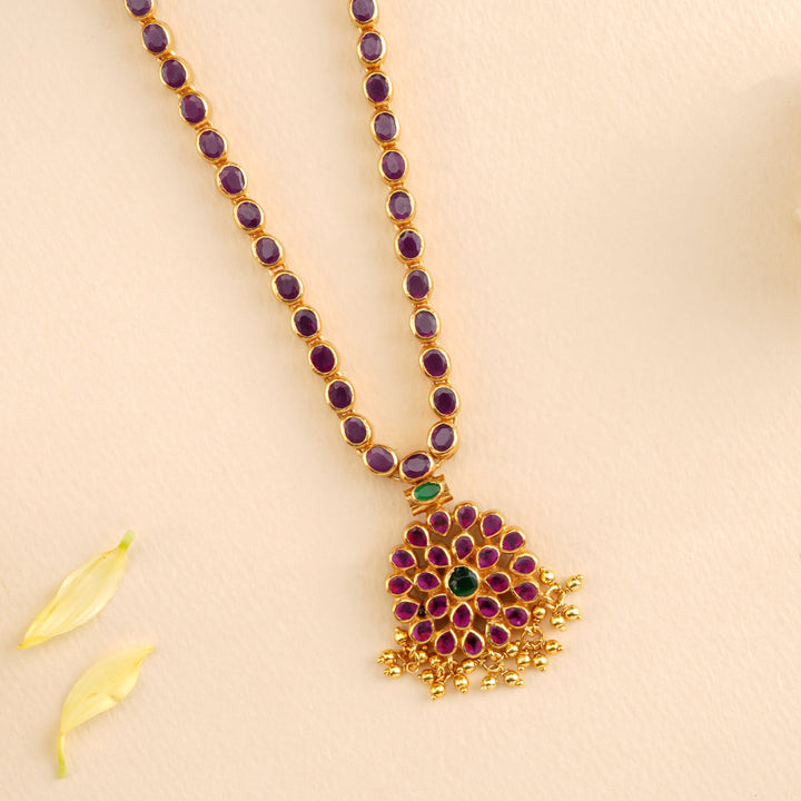2 in 1 Ruby Emerald Blossom Petal Necklace