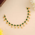 Emerald Leaf Design with Golden Drops Necklace