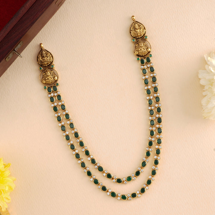 Antique Lakshmi with Emerald Oval Shape Necklace