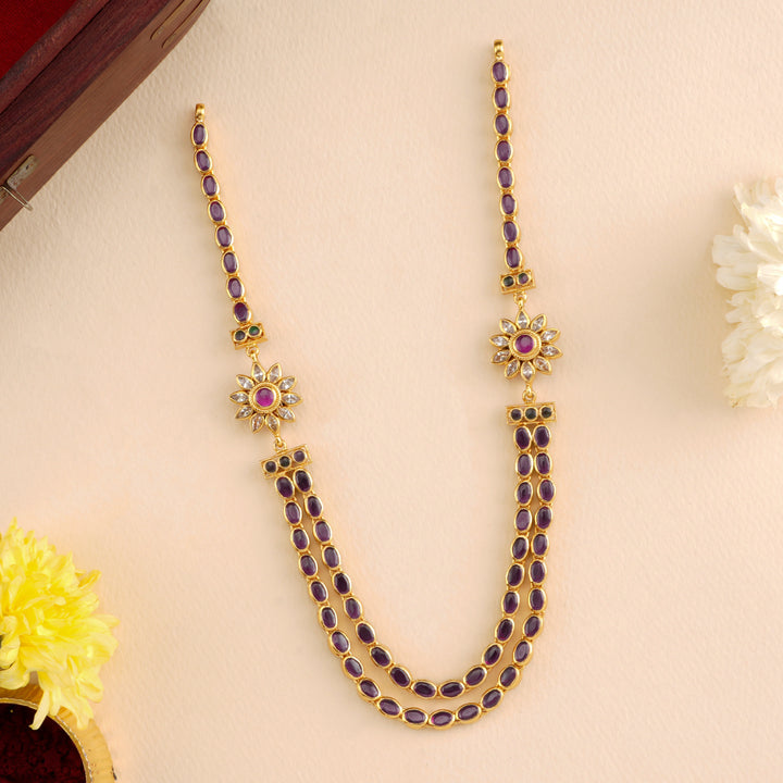 Ruby Emerald Dual Layer Necklace