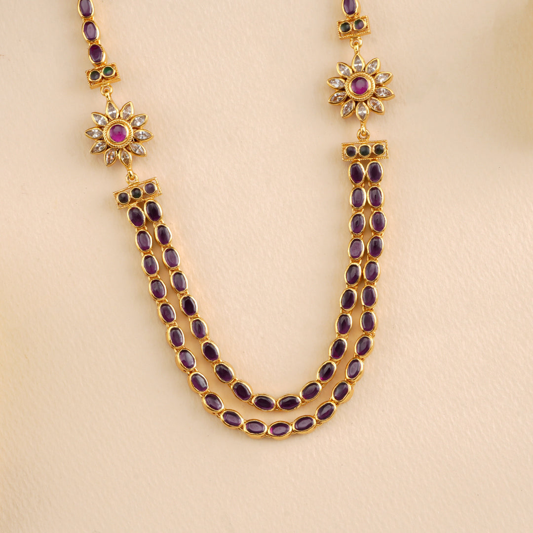 Ruby Emerald Dual Layer Necklace
