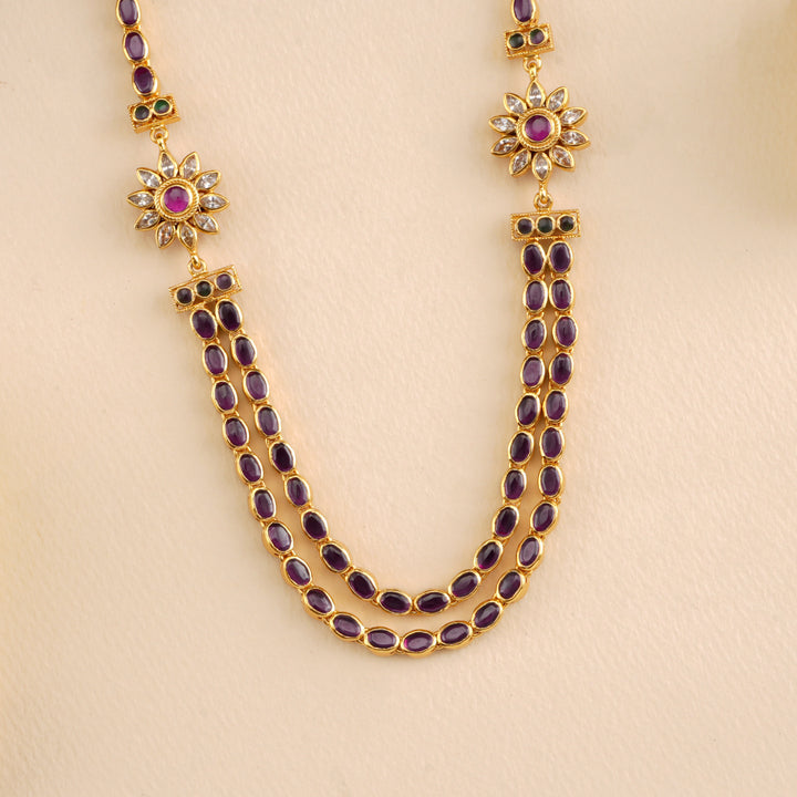 Ruby Emerald Dual Layer Necklace