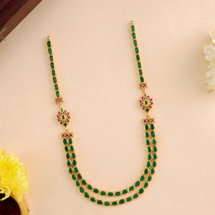 Emerald Floral Dual Layer Necklace
