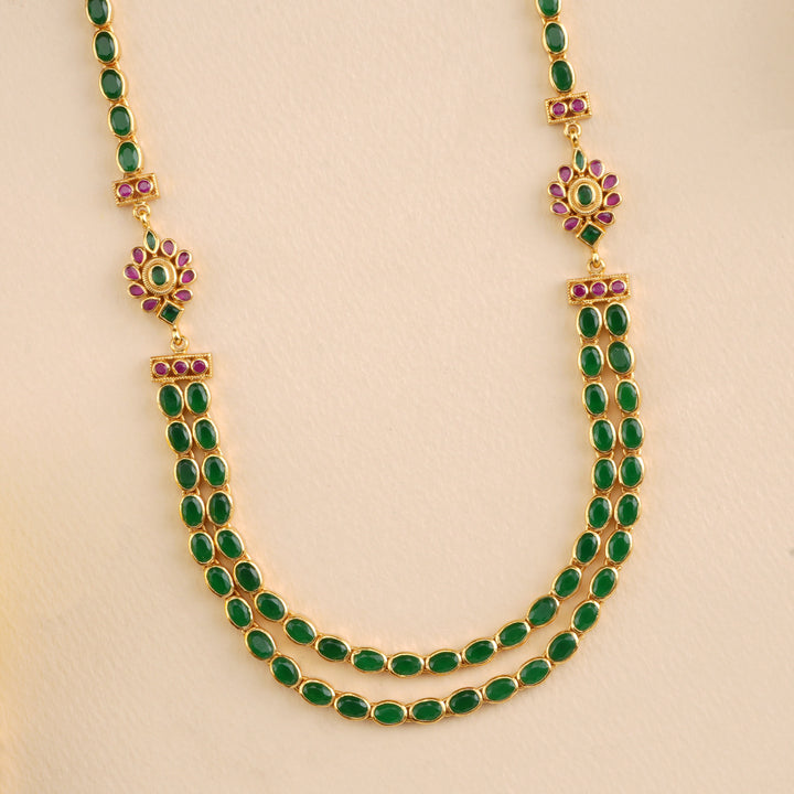 Emerald Floral Dual Layer Necklace