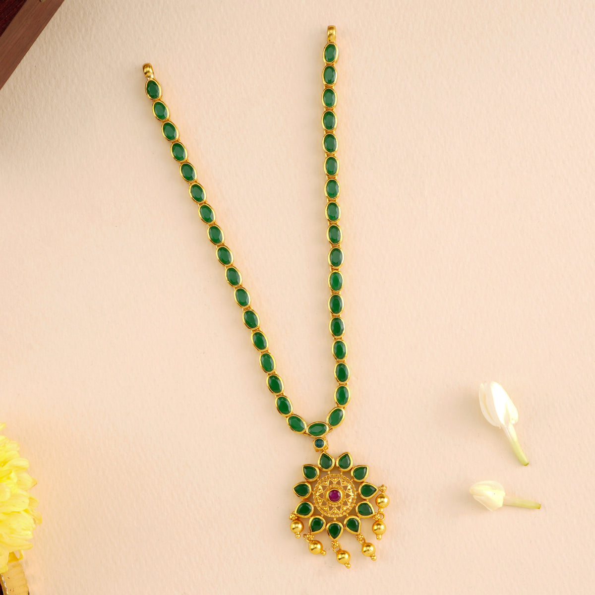 Modern Emerald Drop Necklace