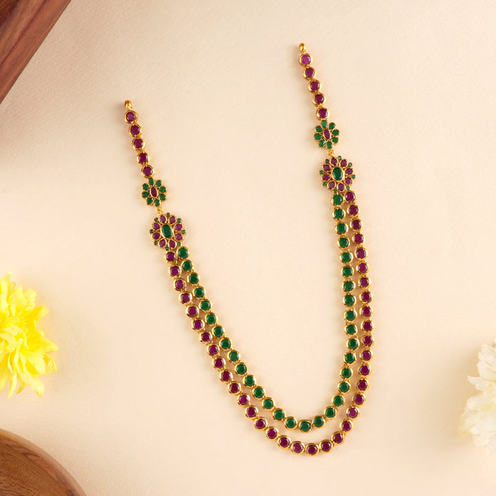 Ruby Emerald with Two-Step Necklace