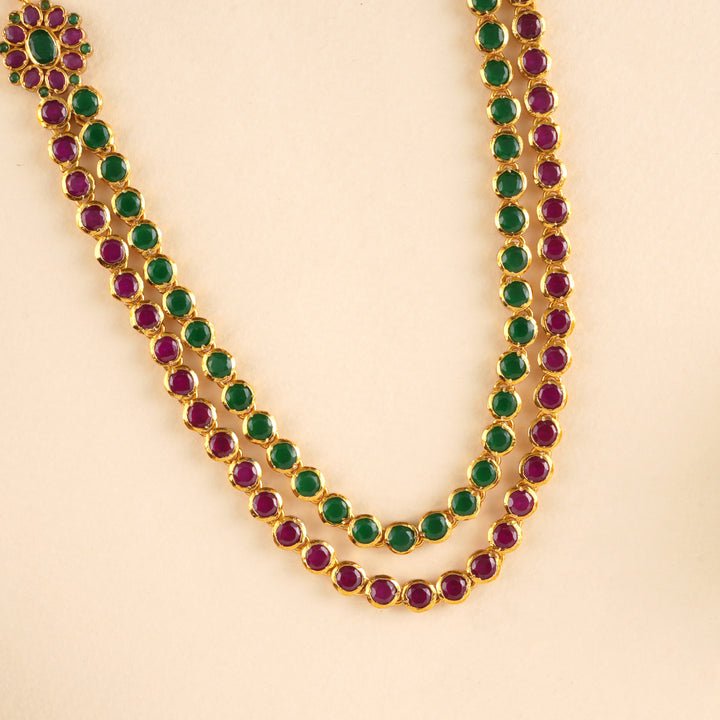 Ruby Emerald with Two-Step Necklace