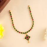 Emerald Ruby with Single Drop Layer Necklace
