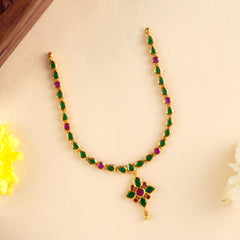 Emerald Ruby with Single Drop Layer Necklace