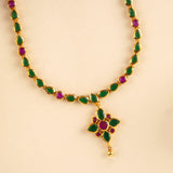 Emerald Ruby with Single Drop Layer Necklace