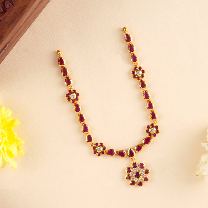 Timeless Ruby Blossom Petal Necklace