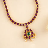 Halo Emerald Stone with Golden Drop Necklace