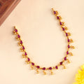Stylish Ruby Leaf Cut with Golden Necklace