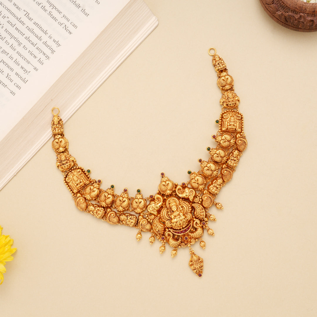 Traditional Nagas Lakshmi with Peacock Gold Necklace