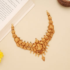 Traditional Nagas Lakshmi with Peacock Gold Necklace