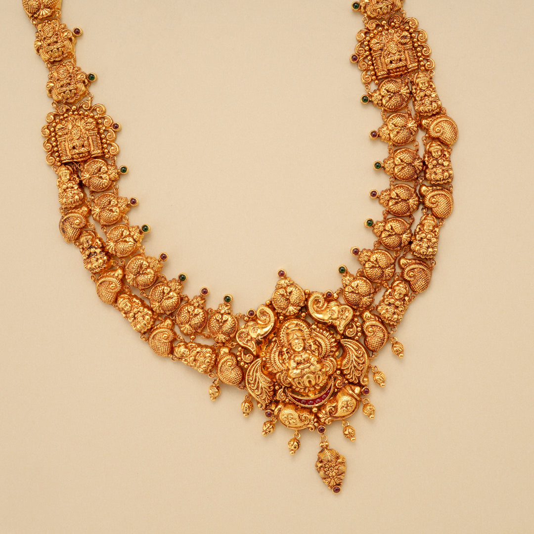 Traditional Nagas Lakshmi with Peacock Gold Haram