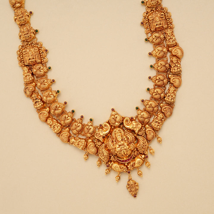 Traditional Nagas Lakshmi with Peacock Gold Haram