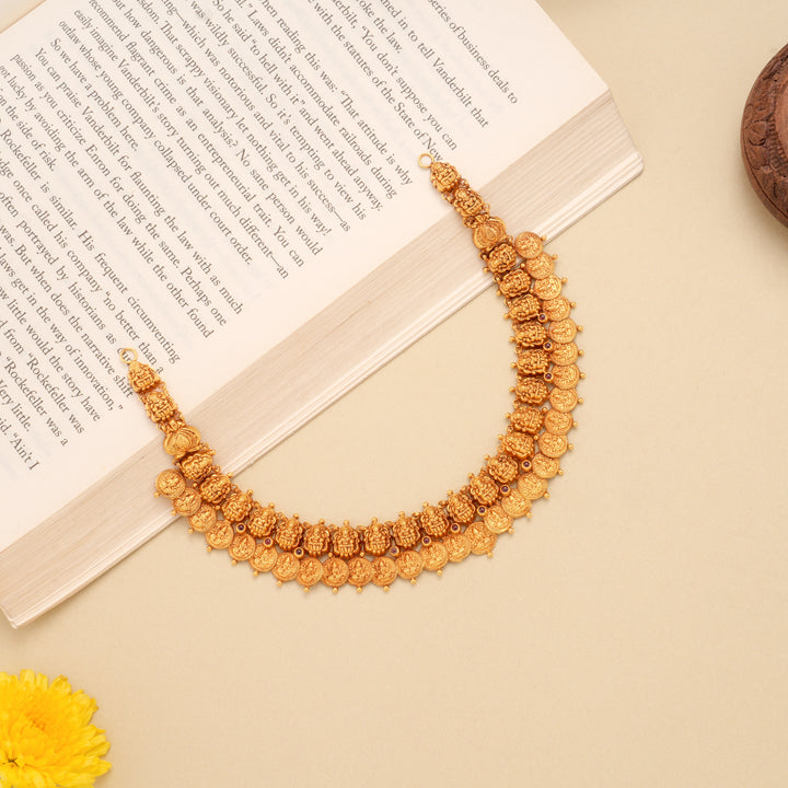 Temple Nagas Lakshmi Devi Coin Gold Necklace