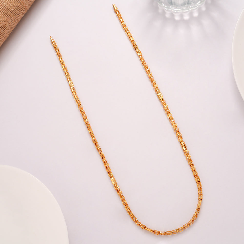 Elegant Lotus Pattern Gold Plated Chain