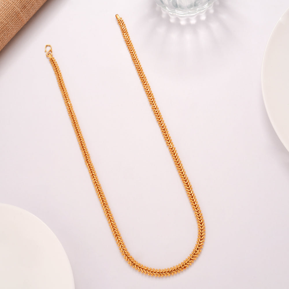 Regal Marquise Cut Leaf Gold Plated Chain