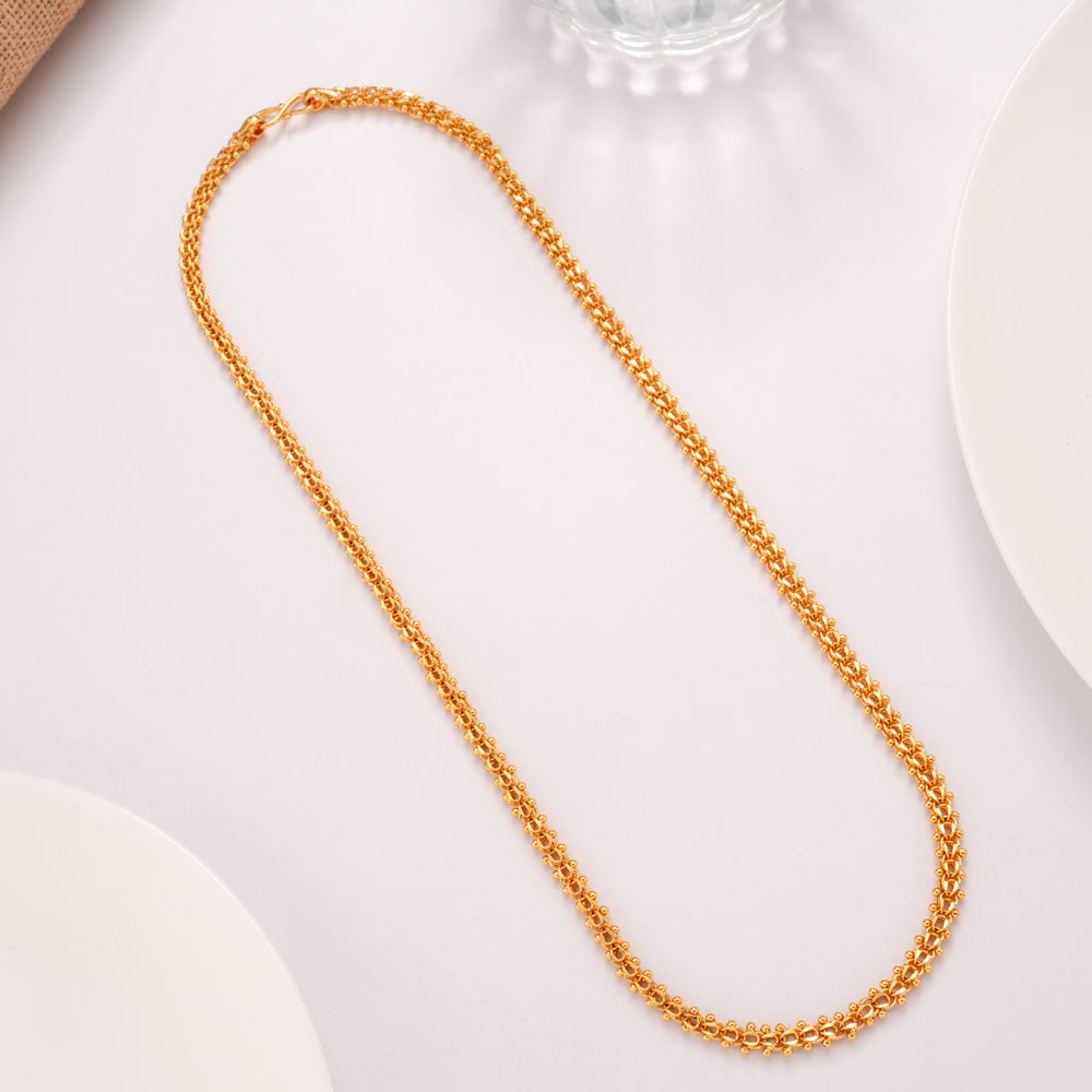 Modern Golden Beaded Popcorn Link Chain