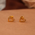 Interlocking Dual Heart Design Gold Side Stud