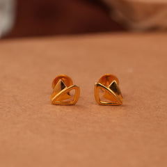 Triangular Leaf Design Gold Side Stud