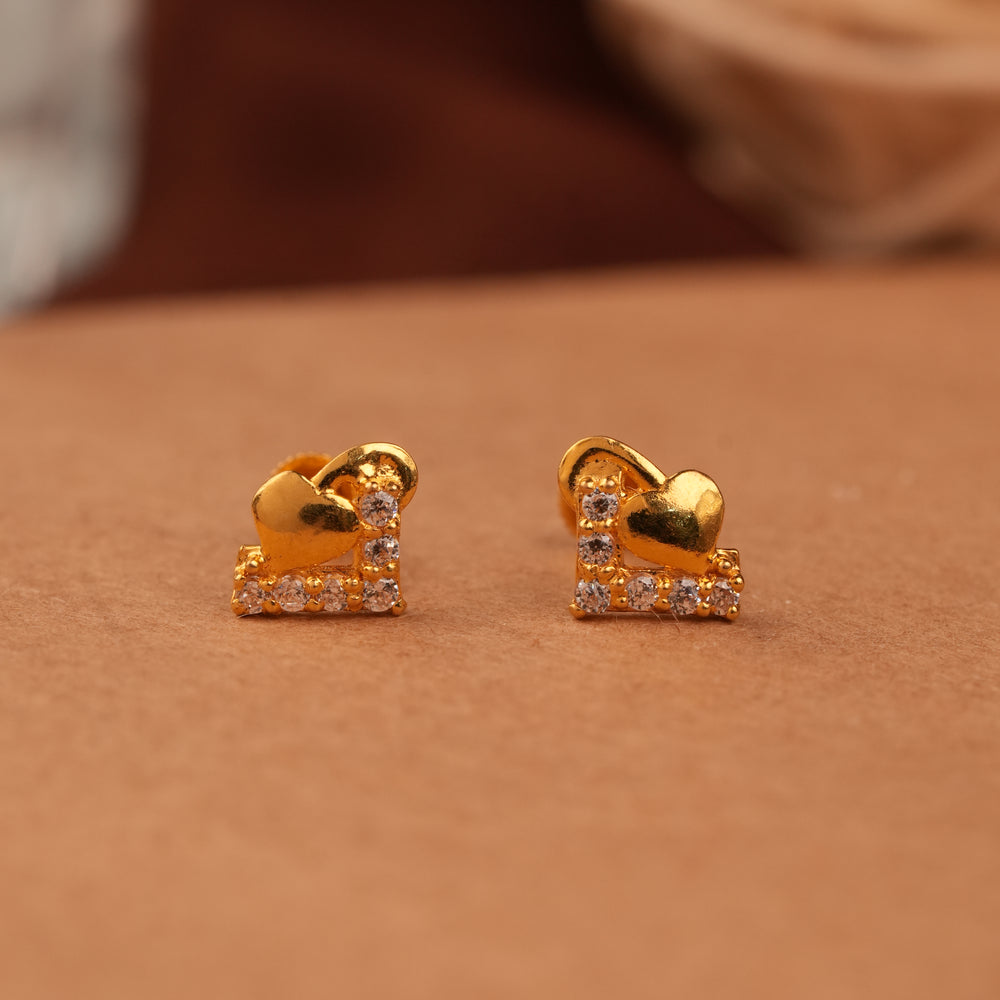 Stone-Studded Bow Design Gold Side Stud