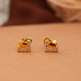 Stone-Studded Bow Design Gold Side Stud