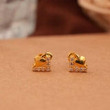 Stone-Studded Bow Design Gold Side Stud