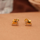 Stone-Studded Bow Design Gold Side Stud