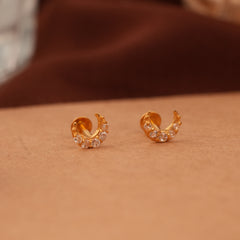 Crescent Moon Design Gold Side Stud