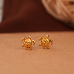 Tiny Turtle Design Gold Side Stud