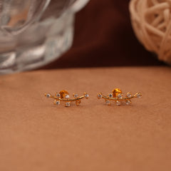 Sleek Vine Design Gold Side Stud